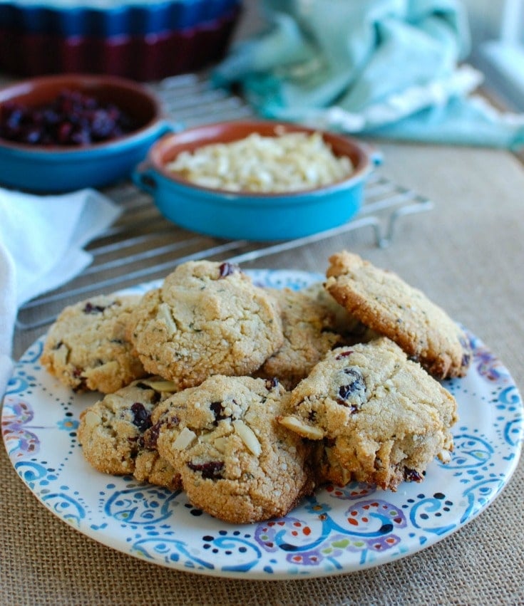 Coconut Cranberry Almond Cookies - A Cedar Spoon