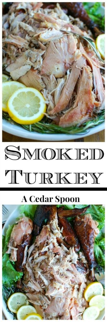 This Smoked Turkey recipe uses simple ingredients. Turkey is slowly smoked creating a crispy skin, tender inside and tons of flavor. If you are looking for a fun, new way to cook your Thanksgiving or Christmas turkey, look no further!