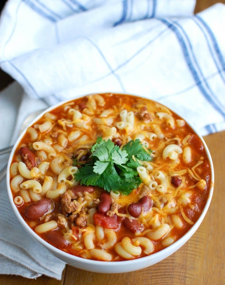 Crock-Pot® Turkey Chili Mac and Cheese is the ultimate cold weather comfort food, perfect for dinner or game day. Turkey Chili is slowly simmers in a Crock-Pot® and then pasta and cheese are mixed in when it is ready to eat. This is a family favorite!
