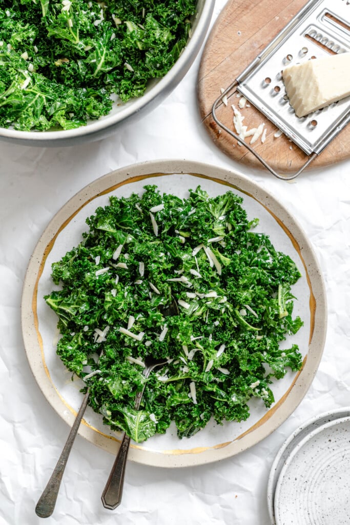 Kale Salad with Lemon Dressing with a plate