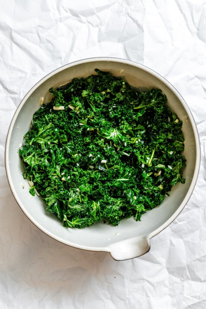 Kale Salad with Lemon Dressing kale in a bowl 