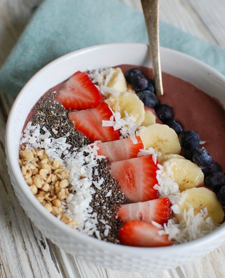 Chia Seeds Fruit Bowl with spoon.