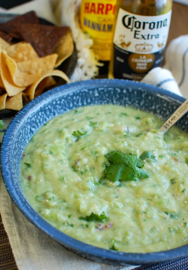 Avocado Tomatillo Salsa Blue Bowl