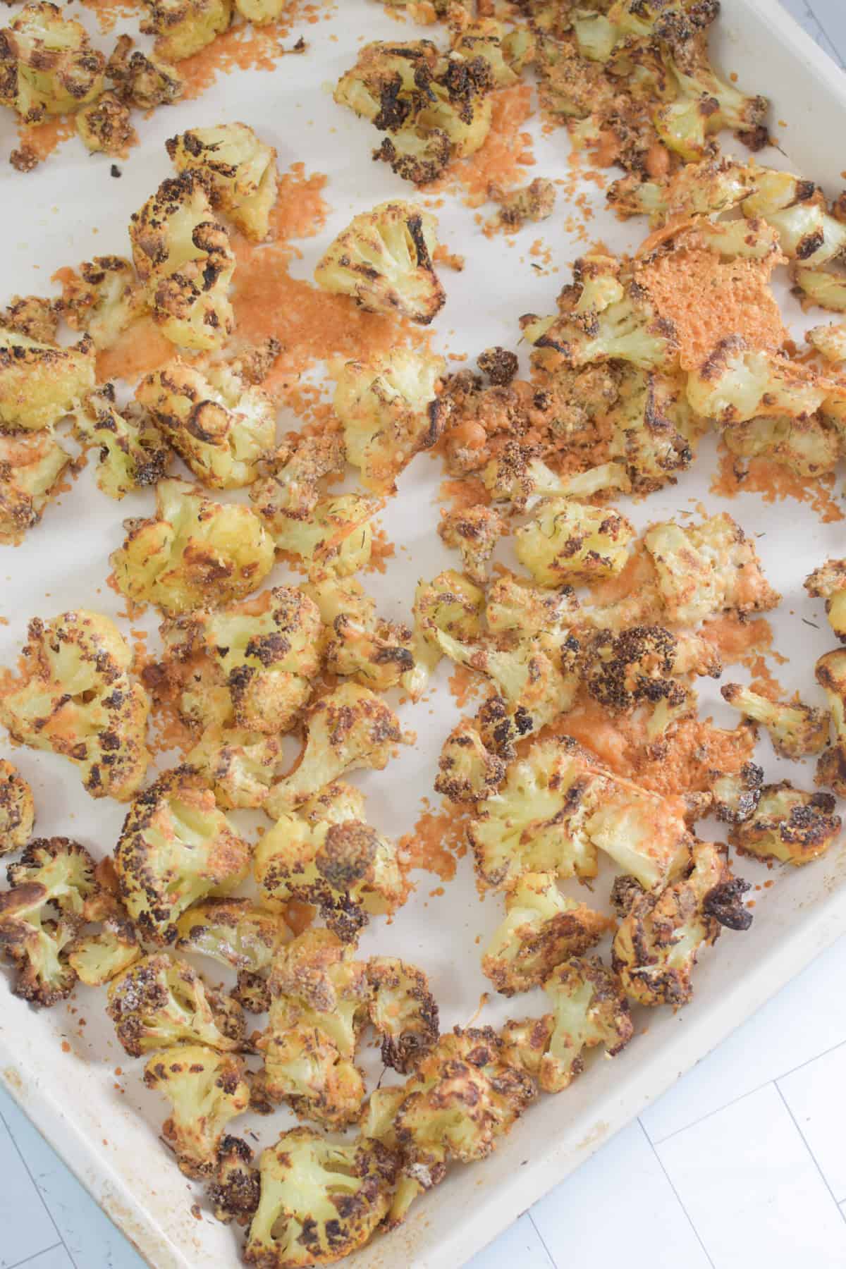 Roasted Parmesan Cauliflower on sheet pan