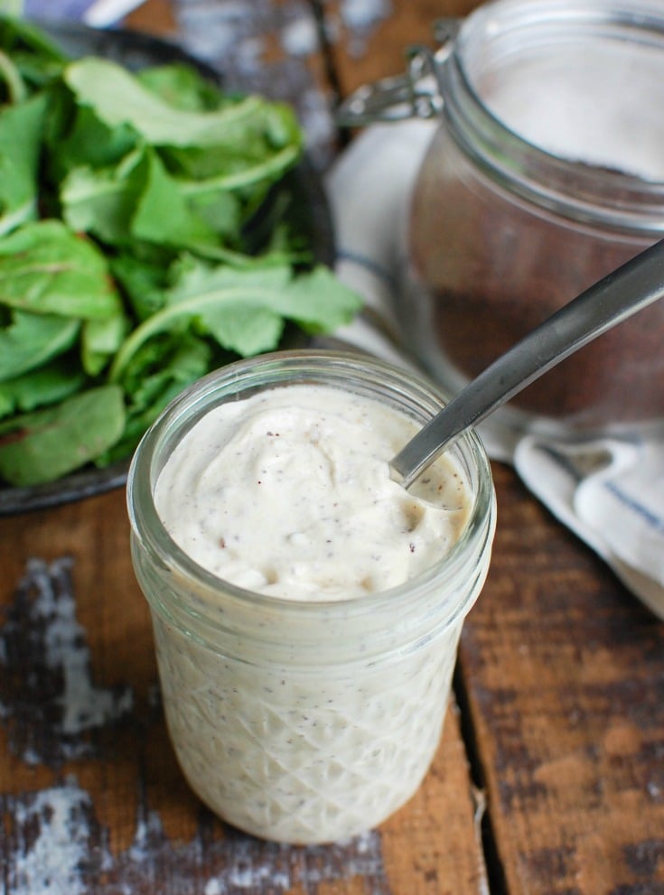 Tahini Yogurt Dressing in jar