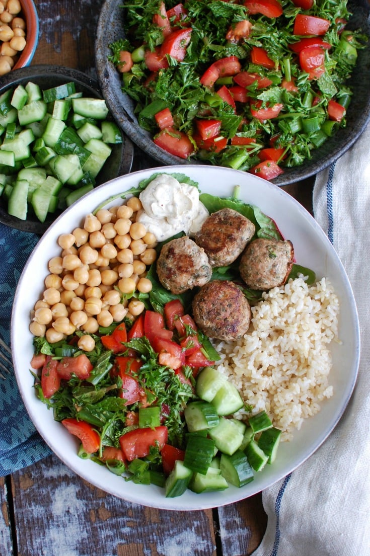 Mediterranean Baked Turkey Meatballs with yogurt.