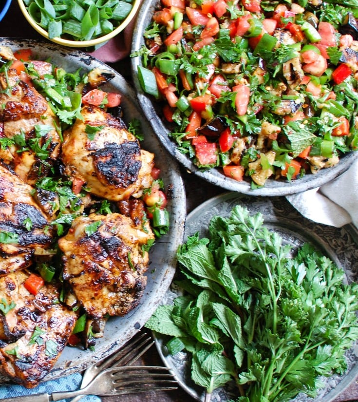 Mediterranean Eggplant Salad with chicken.