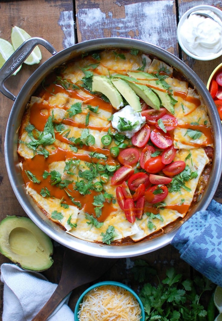 Beef Enchilada Casserole in pan