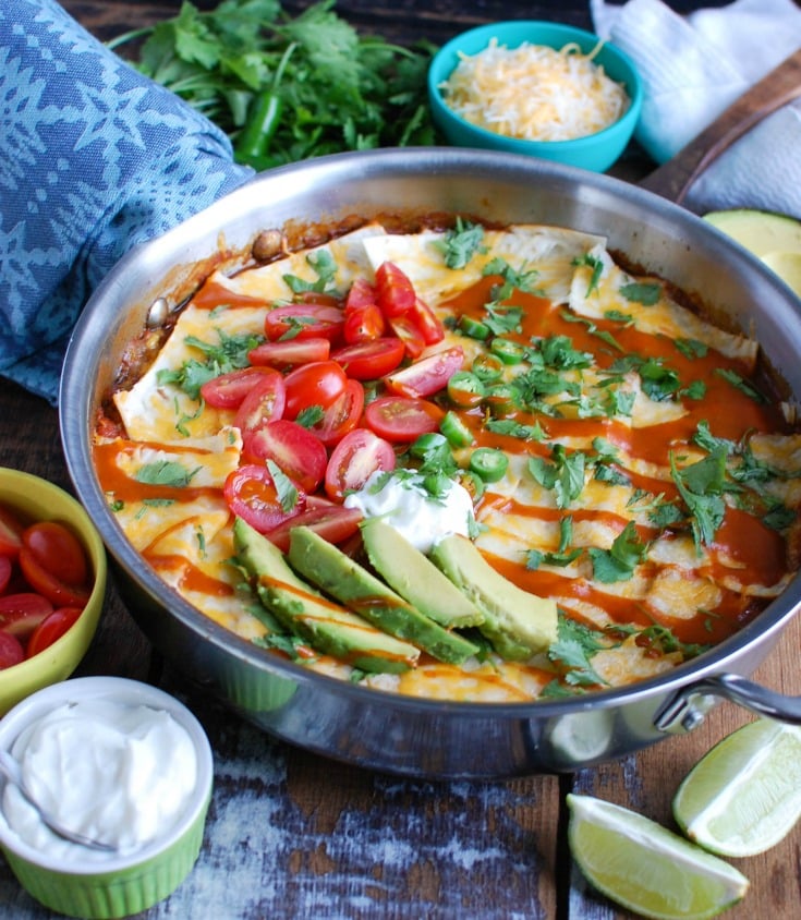 Beef Enchilada Casserole with sour cream
