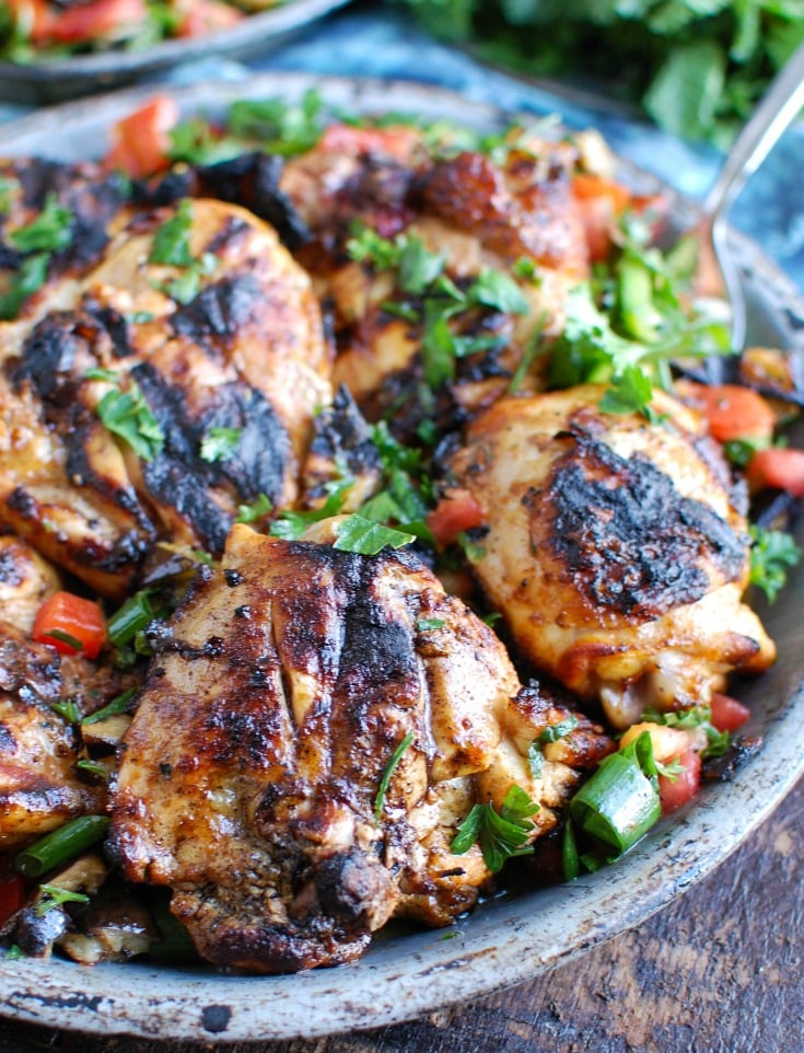 Shish Tawook on metal plate 