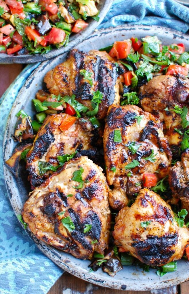 Shish Tawook on silver plate 