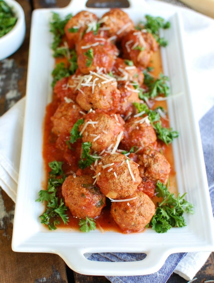 Slow Cooker Veal Meatballs on plate.