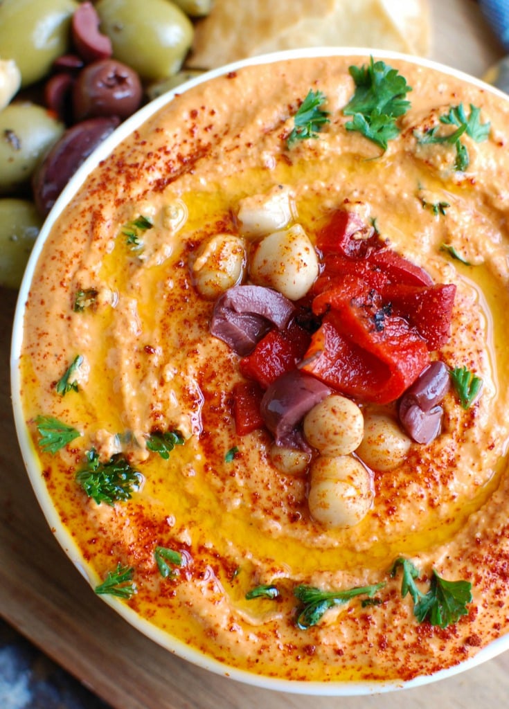 Roasted Red Pepper Greek Yogurt Hummus