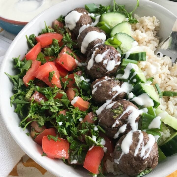 Beef Kafta Meatballs with a spoon