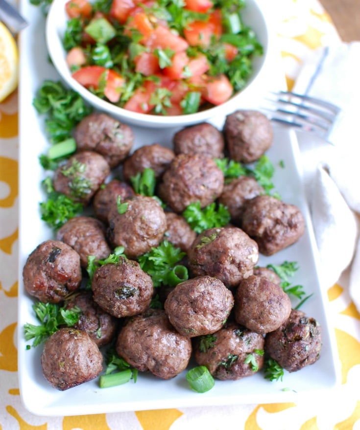 Beef Kafta Meatballs on a platter