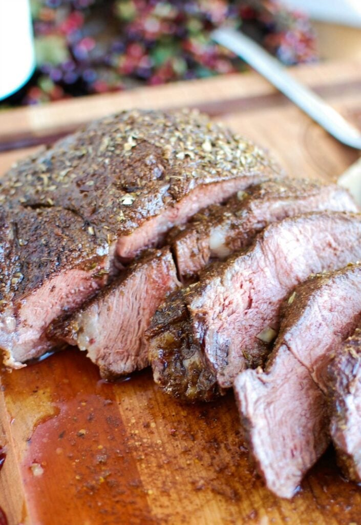 Mediterranean Crusted Sirloin Beef Roast is a flavorful, mouthwatering meal to serve at the holidays or for a get together. Roast and toast with your guests using the flavors of the Mediterranean paired with a juicy, tender top sirloin roast. 