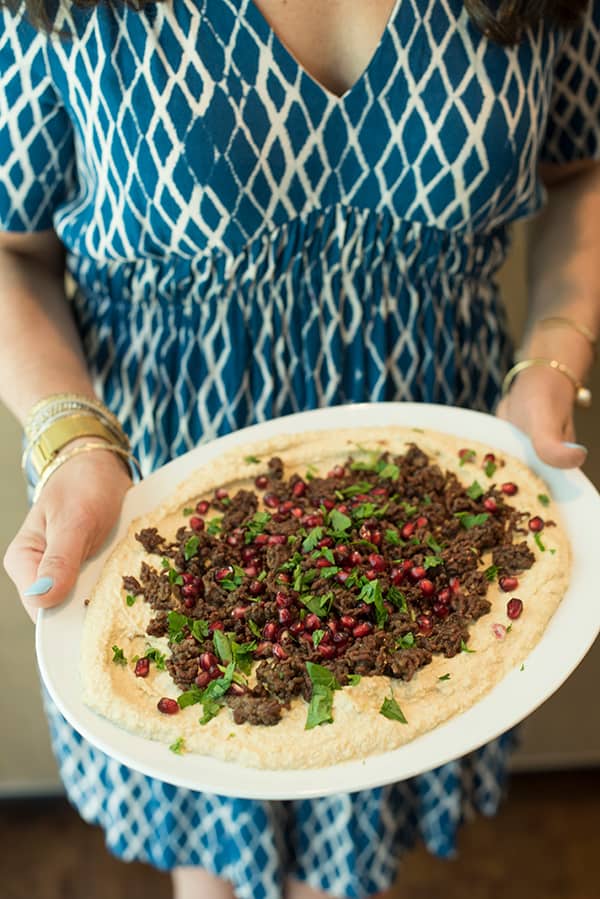 Warm Hummus with Ground Lamb & Pomegranate