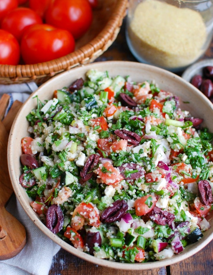 Greek Tabbouleh in a bowl.  