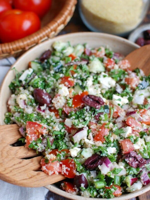 Greek Tabbouleh with olives.