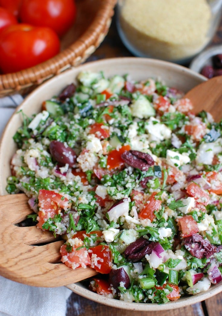 Greek Tabbouleh with olives. 