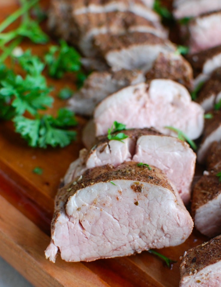 Mediterranean Baked Pork Tenderloin is tender, juicy and full of flavors from the Mediterranean. Pork tenderloin is rubbed with a warm Mediterranean spice mixture and baked to perfection. This is an easy weeknight meal the whole family will love! 