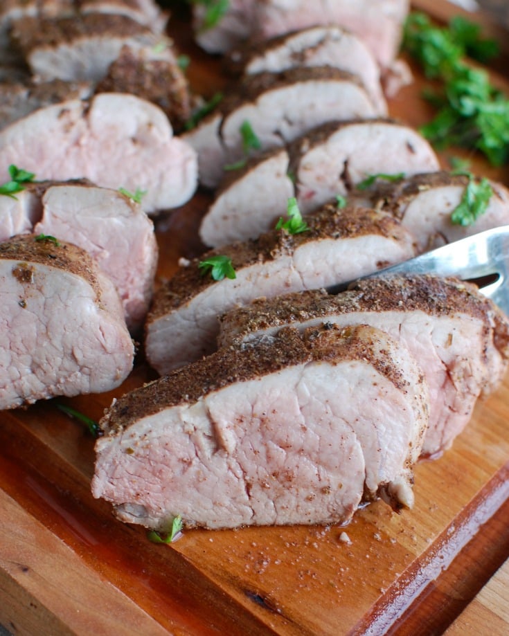 Mediterranean Baked Pork Tenderloin is tender, juicy and full of flavors from the Mediterranean. Pork tenderloin is rubbed with a warm Mediterranean spice mixture and baked to perfection. This is an easy weeknight meal the whole family will love! 