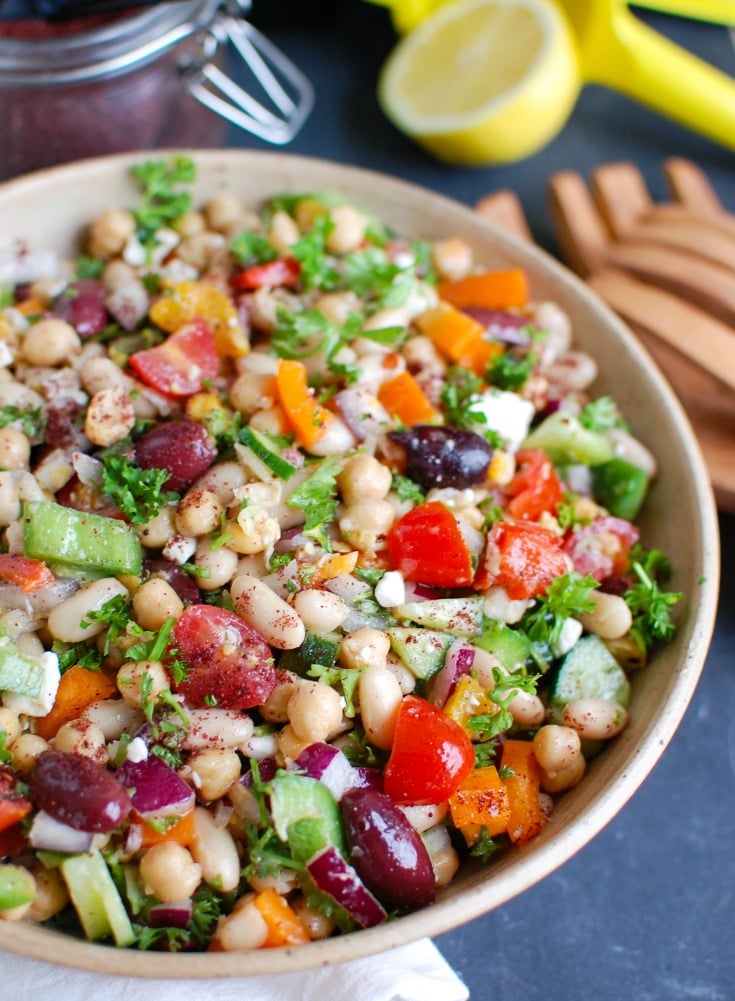 Mediterranean Bean Salad in bowl