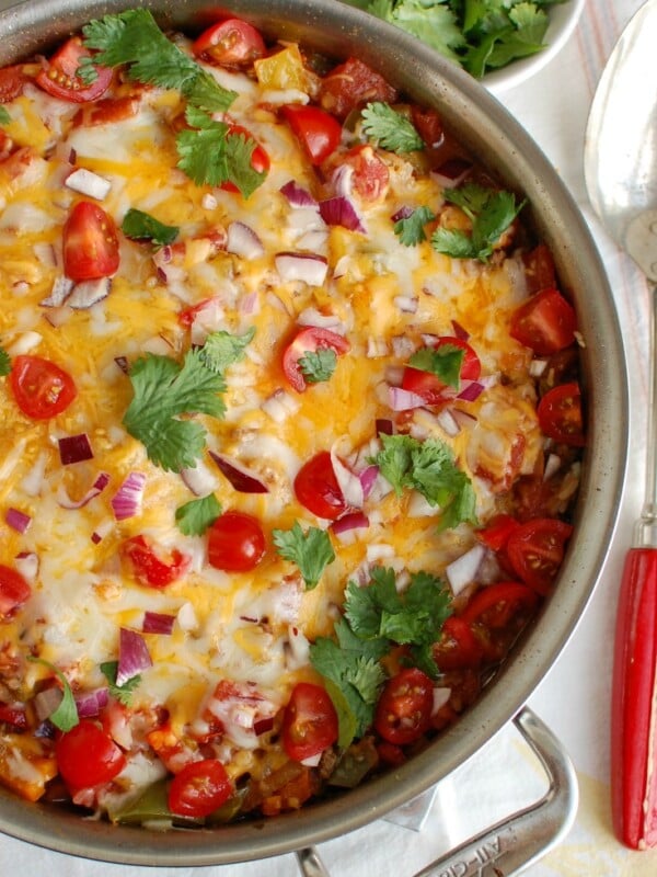 One Pot Mexican Stuffed Pepper Casserole in a dish.