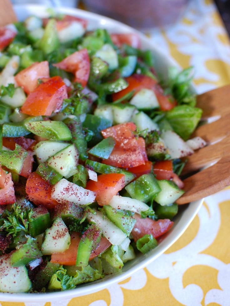 Easy Lebanese Salad in Large White Bowl