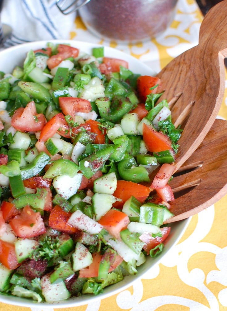 Easy Lebanese Salad with Wood Spoons