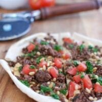 Spiced Beef and Hummus Pita Pizza