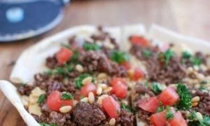 Spiced Beef and Hummus Pita Pizza