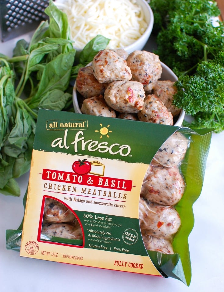 Easy Baked Rigatoni with Chicken Meatballs comes together in under 30 minutes and is a family favorite. This recipes uses five ingredients and is a comforting, rich Italian style baked rigatoni featuring lean, flavorful chicken meatballs. 