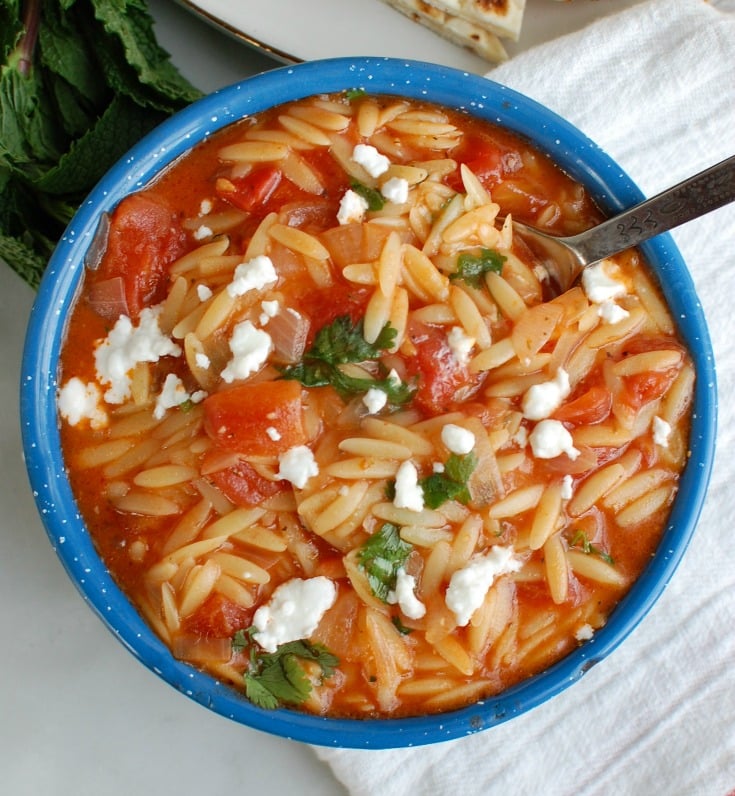 One Pot Creamy Tomato Herb Orzo Above