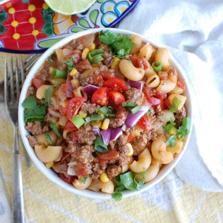 One Skillet Beef Taco Pasta