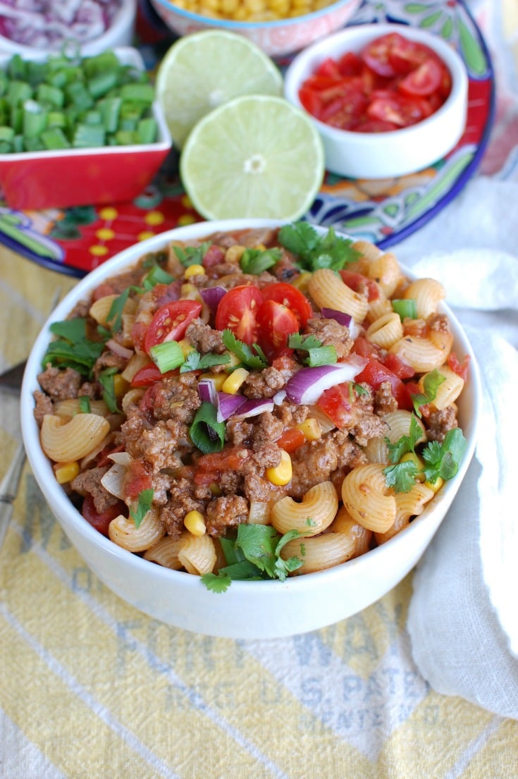 One Skillet Beef Taco Pasta - A Cedar Spoon