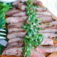 Easy Grilled Flank Steak with Chimichurri Sauce Cutting Board