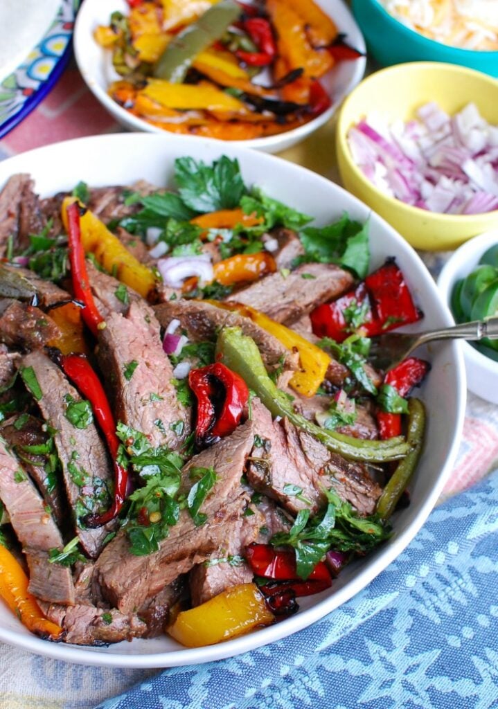 Easy Grilled Flank Steak with Chimichurri Sauce Side View