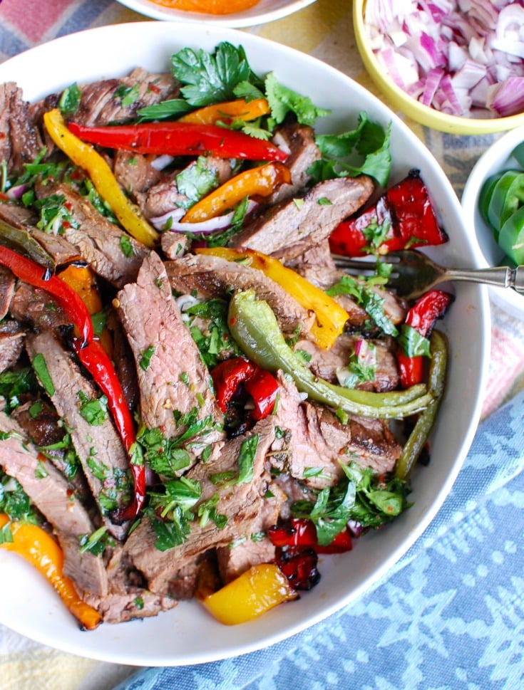 Easy Grilled Flank Steak with Chimichurri Sauce Above