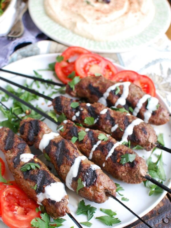 Grilled Beef Kafta Kebabs Close Up