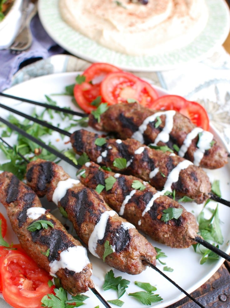 Grilled Beef Kafta Kebabs Close Up