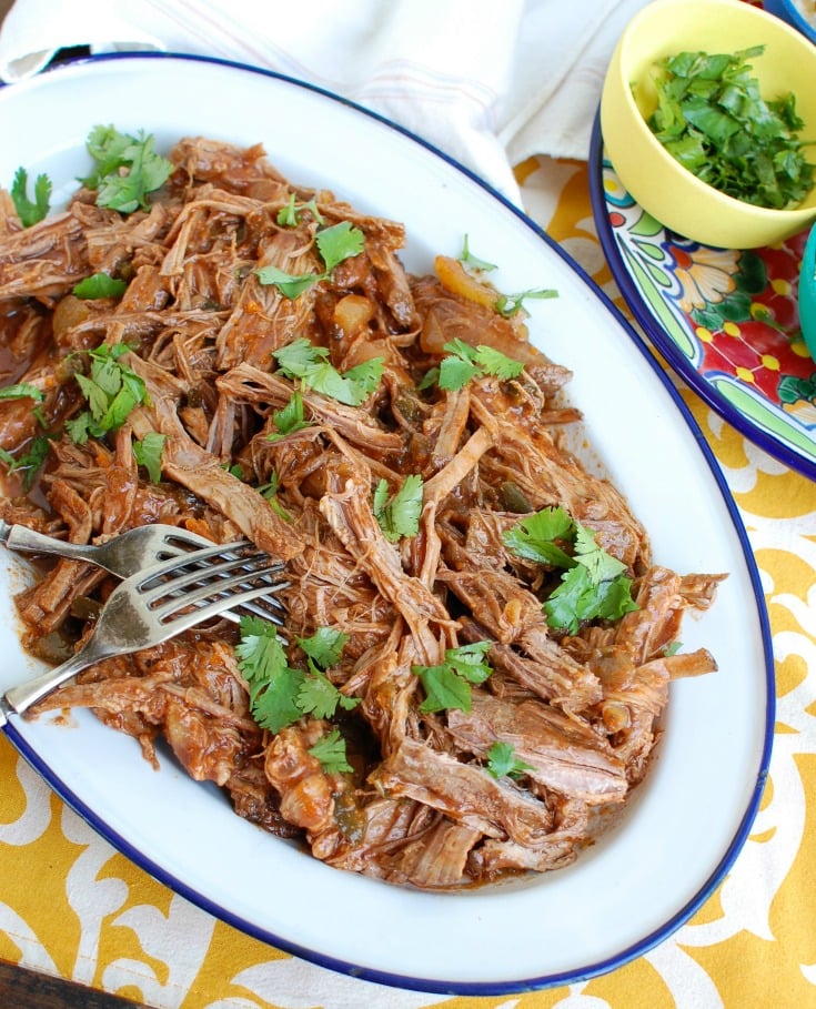 Slow Cooker Mexican Beef Brisket White Plate