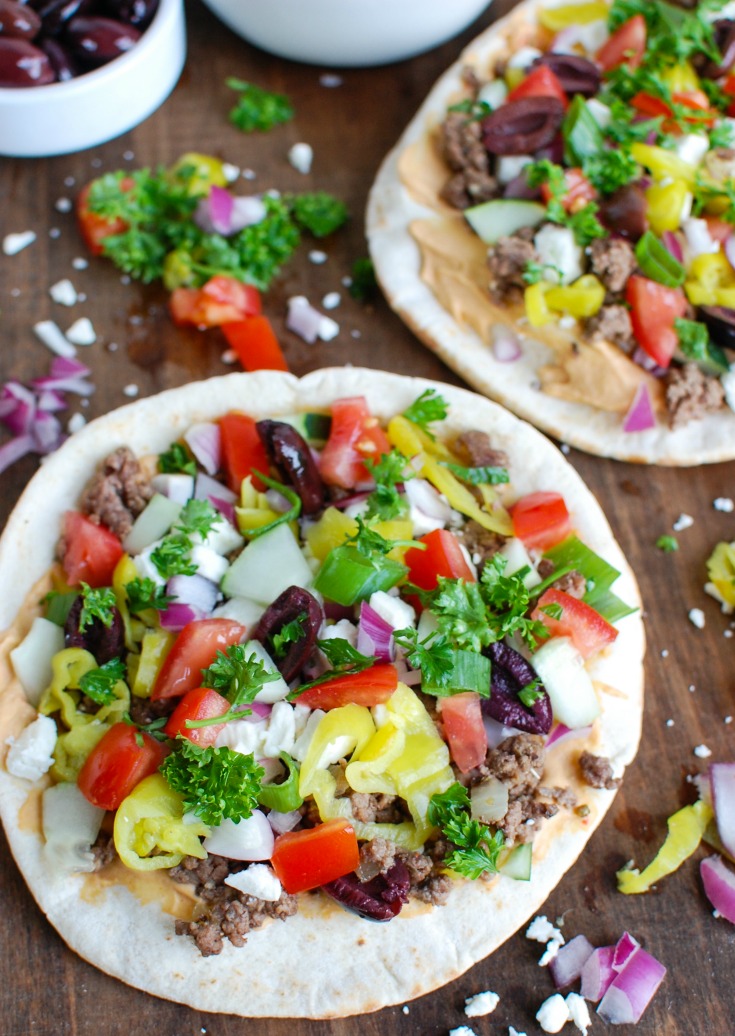 Greek Beef Pita Pizza Image 3 A Cedar Spoon