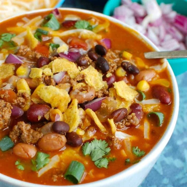 Instant Pot Beef Taco Soup Side View