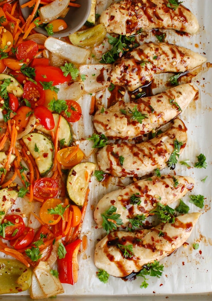 Sheet Pan Honey Balsamic Chicken Tenders and Vegetables Image 4 A