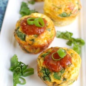 Southwestern Turkey Sausage Egg Muffins On White Plate