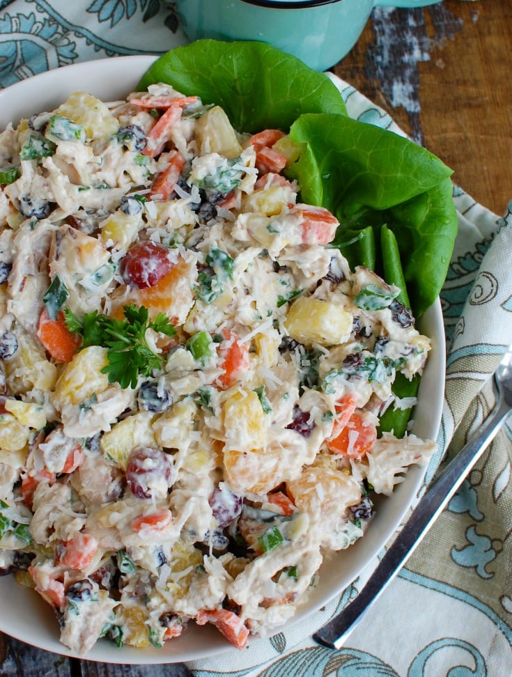 Tropical Chicken Salad white plate 