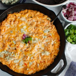 Buffalo Chicken Queso Cheese Dip Skillet