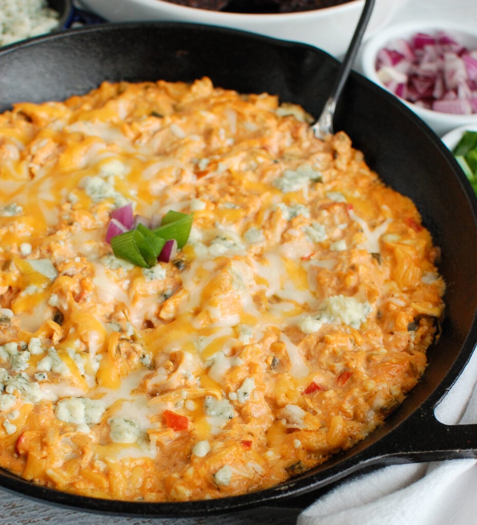 Buffalo Chicken Queso Cheese Dip Black Skillet
