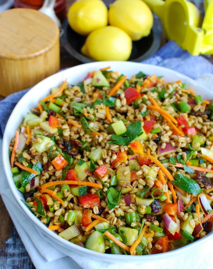 Easy Summer Farro Salad Side View